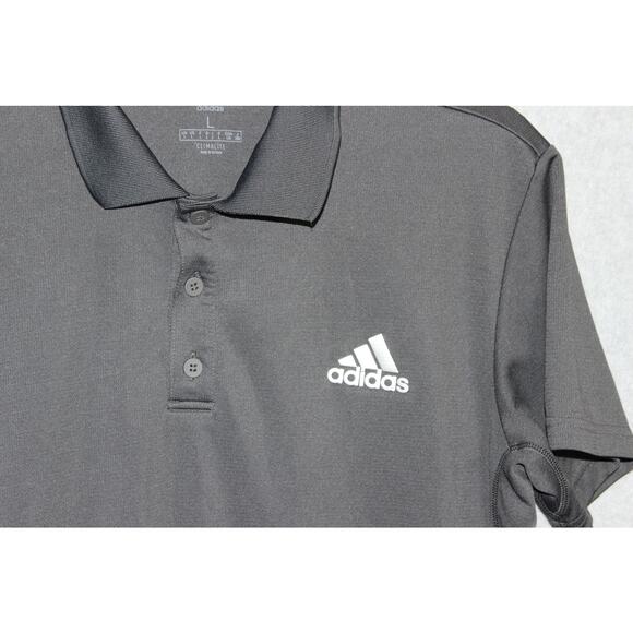 Adidas‎ Climalite Golf Polo Men Size Large Gray with White Logo - Picture 3 of 6